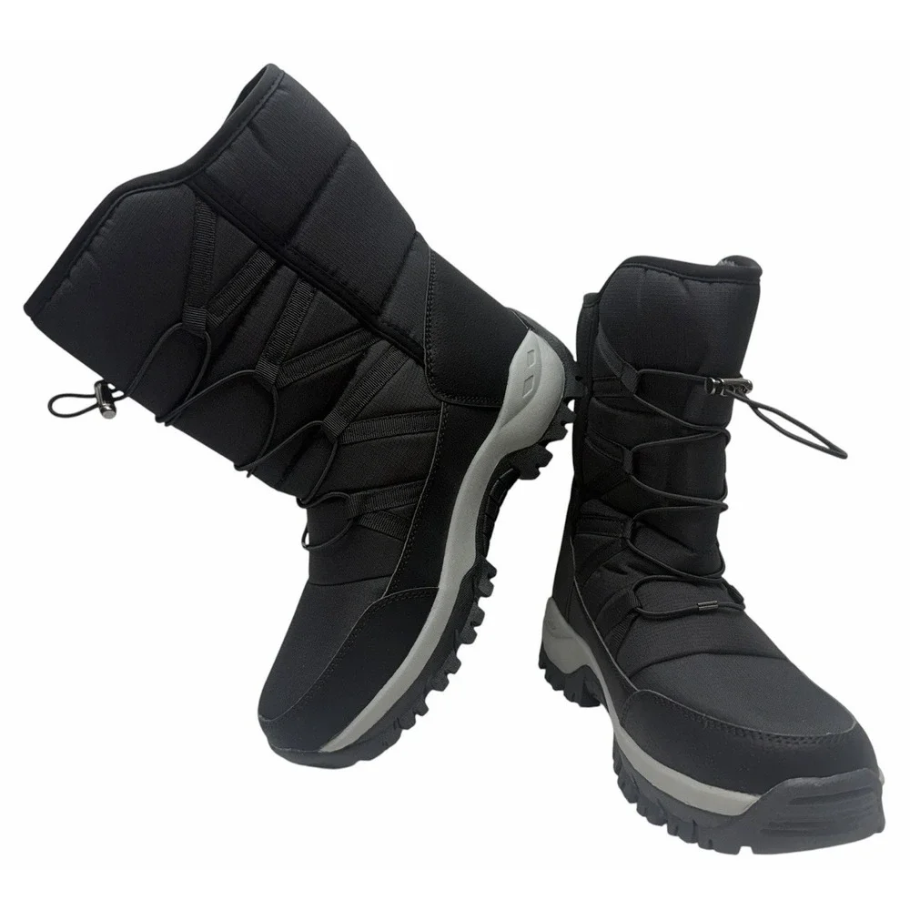 Men's Winter Snow Boots Size EU 43 Black Insulated Mid-Calf Waterproof Style